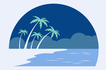 Obraz premium Serene beach with palm trees and turquoise water in Maldives 