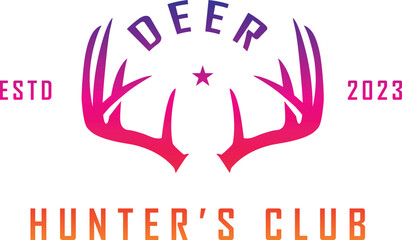Deer head cut out silhouette. Horned elk or stag icon.