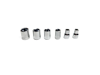 Set of stainless steel hex sockets.