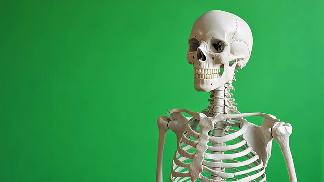 Human skeleton model against green screen