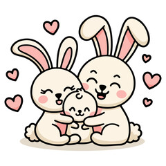 A cute rabbit bunny femily vector illustration