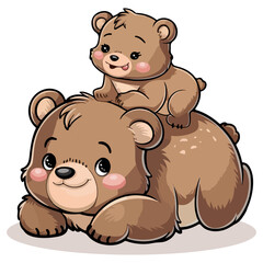 mother bear with here baby vector illustration on white background