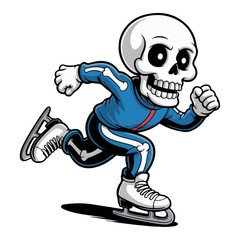 Arafed skeleton in a blue hoodie riding a skateboard character vector illustration.