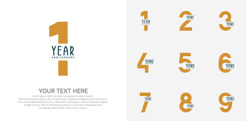 Anniversary logo set vector design, yellow color for celebration event