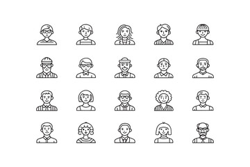 Set of Profile line art 