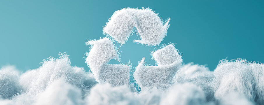 Reuse Reduce Eco Symbol made of Recycled Fibers and Yarns: Sustainable Materials for Textile Industry and Eco-Friendly Fashion - Powered by Adobe