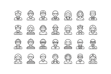 Obraz premium Set of Profile line art 