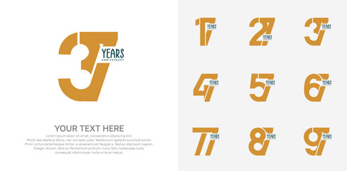 Fototapeta premium Anniversary logo set vector design, yellow color for celebration event