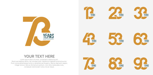 Anniversary logo set vector design, yellow color for celebration event