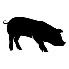 pig icon, pig silhouette isolated on white background - vector illustration