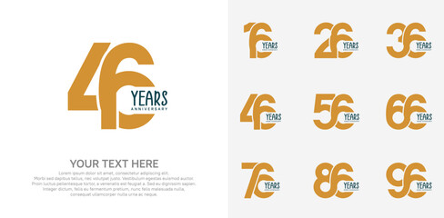 Anniversary logo set vector design, yellow color for celebration event
