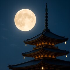 Mid‑Autumn Moon Over Pagoda