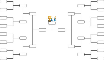 Black Tournament Bracket for 16 Teams with Winner's Trophy