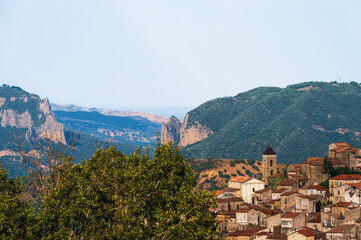 Obraz premium san Martino d'Agri top view during the summer season inside the Appennino Lucano National Park,