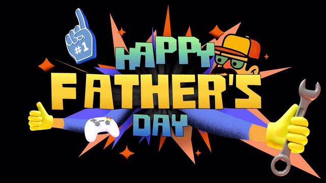 Happy Father&rsquo;s Day Title &ndash; Pop Cartoon Style