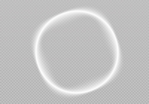 Glowing circular background. Light circle white swirl. Curved white line light effect. Glowing white speed circle