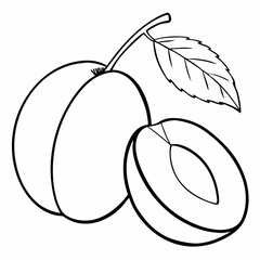 Simple Purple Plum Fruit with Green Leaf – Vector SVG Illustration
