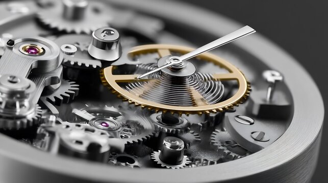 Close-up view of intricate watch machinery.