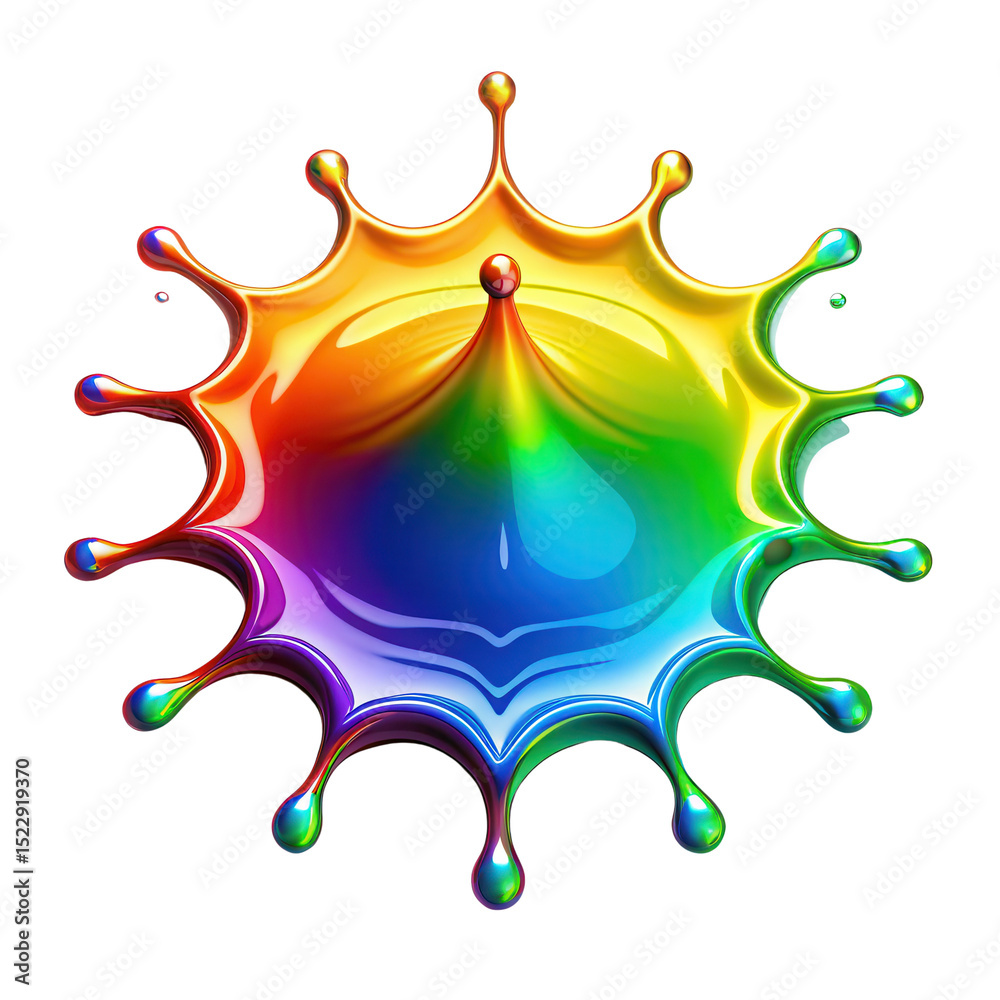 Aufkleber a vibrant, multicolored liquid splash forms a crown-like shape with smooth, glossy surfaces and radi