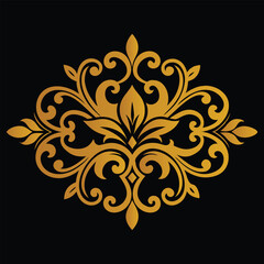 Golden Damask Ornament: A Luxurious Floral Design Element