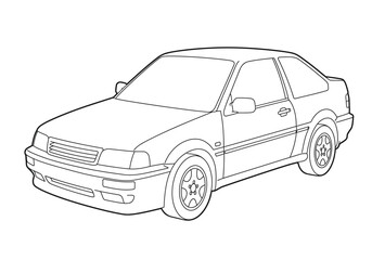 Illustration of outline car In Flat Style Vector