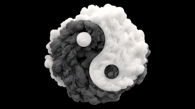 Tao balance concept Yin yang ink animation, abstract yin yang ink motion, swirling yin yang ink background zen harmony visual