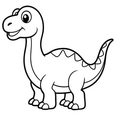 Cute dinosaur illustration, cheerful mood, featuring a friendly dinosaur in a simple line art style