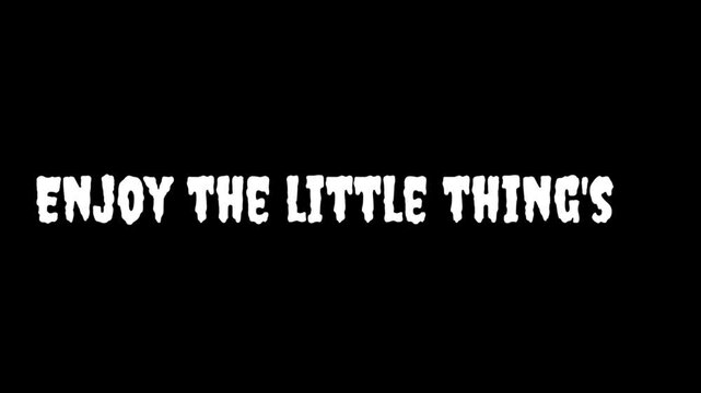 Enjoy the little thing's text in white with jagged edges on a black background centered in the image