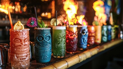 Tiki Bar Cocktail Variety