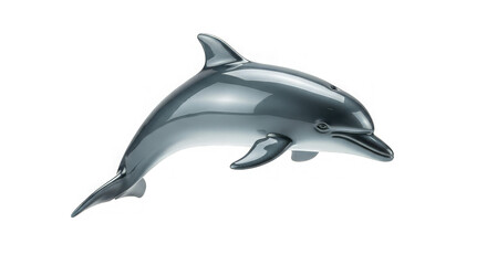 Fototapeta premium Sleek chrome dolphin leaps across a dark void, rendering a playful and modern aquatic aesthetic.