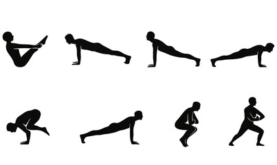 Silhouettes of Yoga and Meditation – Vector Figures