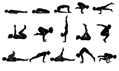 Yoga Pose Silhouettes Set