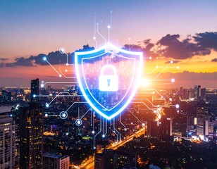 City skyline security concept