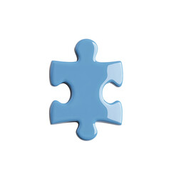 Obraz premium A single blue puzzle piece isolated on a white background in 3D view