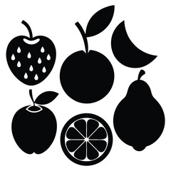 set of fruits silhouette 