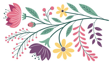 Pretty pastel floral branch design element