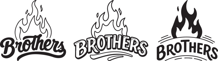 Brothers Flame Logo Designs - Silhouette, Clipart, Vector Graphics