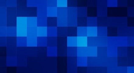 Blue Square Pixel Mosaic Background - Abstract art, pixelated texture, geometric design, blue shades, modern technology concept. Symbolizing data, technology, innovation