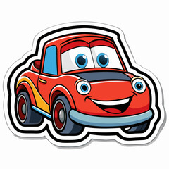 9 Of set More sticker Cute Car design and bold line black , white background ,full  color