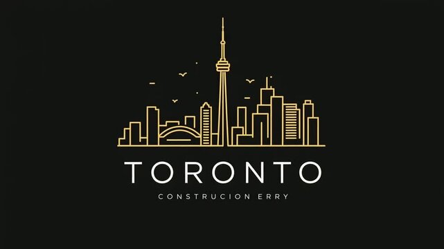 Minimalist skyline illustration of Toronto featuring iconic CN Tower and urban landscape at dusk