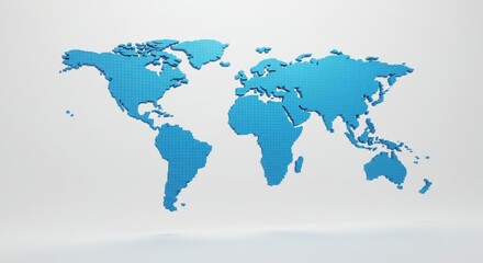 Global Business Network Pixel Map - Modern business, global network, technology, connection, world map. Symbolizing worldwide reach, connectivity, international trade, global communication