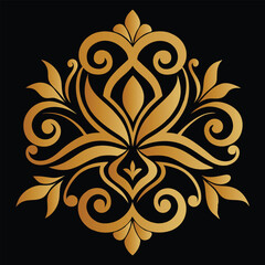 Golden Damask Ornament: A Luxurious Floral Design