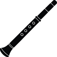 Traditional Indian Bansuri Flute Vector Silhouette in Horizontal Layout