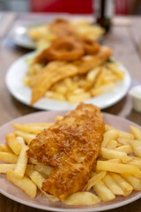 Fish and Chips served on plate