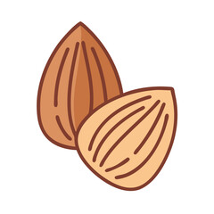 Obraz premium Almond nuts illustrated in a simple and minimalist style 
