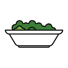 Colorful salad bowl filled with green vegetables  