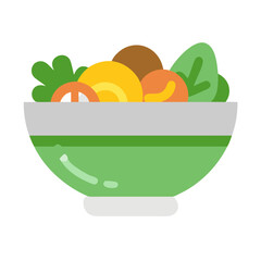 Fresh salad bowl filled with vegetables on a white background  