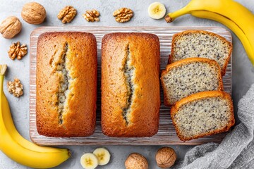 Homemade Banana Walnut Bread Slices