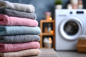 Vibrant Towels in Cozy Laundry Room Setting