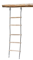 hanging ladder on the metal rope on white